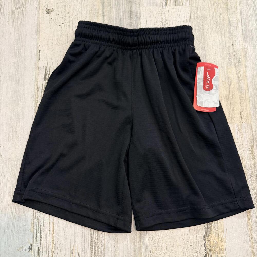 Gildan Boys Medium (8) Black Athletic Shorts with Elastic Waistband New